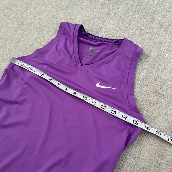 Nike Pro Combat Dri Fit V Neck Tank Top S Purple - Picture 6 of 8